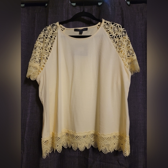 NWT XL Marc Jones New York Yellow Lace Blouse - Picture 1 of 3